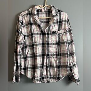 Victoria's Secret Plaid Flannel Sleep Top Womens Sz M 19" PTP